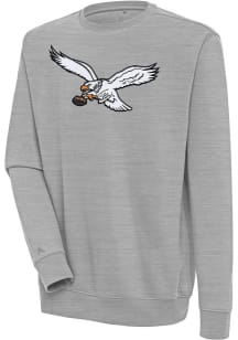 Antigua Philadelphia Eagles Mens Grey Victory Retro Bird Long Sleeve Crew Sweatshirt