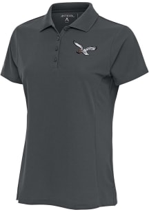 Antigua Philadelphia Eagles Womens Grey Legacy Pique Retro Bird Short Sleeve Polo Shirt