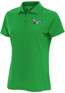 Antigua Philadelphia Eagles Womens Green Legacy Pique Retro Bird Short Sleeve Polo Shirt