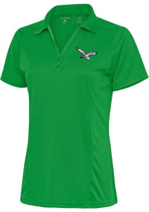 Antigua Philadelphia Eagles Womens Green Tribute Retro Bird Short Sleeve Polo Shirt