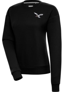 Antigua Philadelphia Eagles Womens Black Victory Retro Bird Crew Sweatshirt