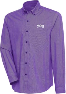 Antigua TCU Horned Frogs Mens Purple Compression Long Sleeve Dress Shirt