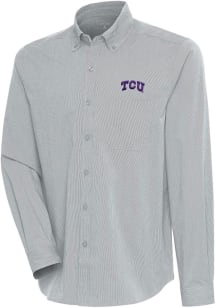 Antigua TCU Horned Frogs Mens Grey Compression Long Sleeve Dress Shirt