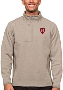 Antigua Harvard Crimson Mens Oatmeal Course Pullover Jackets