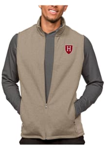 Antigua Harvard Crimson Mens Oatmeal Course Sleeveless Jacket