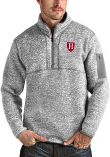 Antigua Harvard Crimson Mens Grey Fortune Long Sleeve 1/4 Zip Fashion Pullover