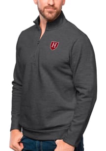 Antigua Harvard Crimson Mens Charcoal Gambit Long Sleeve 1/4 Zip Pullover