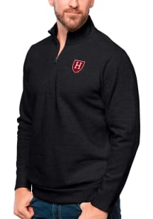 Antigua Harvard Crimson Mens Black Gambit Long Sleeve 1/4 Zip Pullover