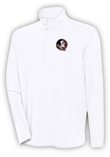 Antigua Florida State Seminoles Mens White Hunk Long Sleeve 1/4 Zip Pullover