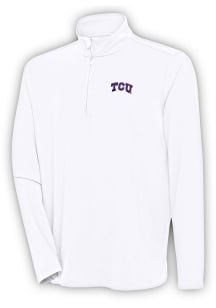 Antigua TCU Horned Frogs Mens White Hunk Long Sleeve 1/4 Zip Pullover