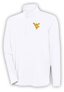Antigua West Virginia Mountaineers Mens White Hunk Long Sleeve 1/4 Zip Pullover