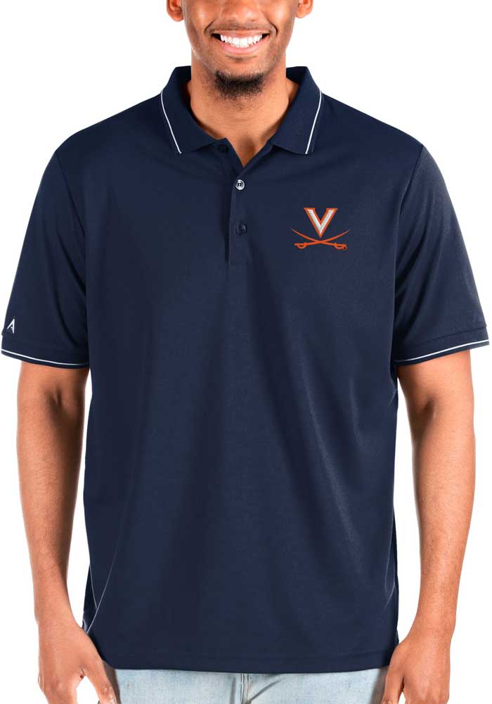 Antigua Virginia Cavaliers Mens Navy Blue Affluent Big and Tall Polos Shirt