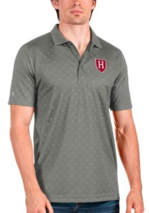 Antigua Harvard Crimson Mens Grey Spark Short Sleeve Polo