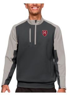 Antigua Harvard Crimson Mens Grey Team Long Sleeve 1/4 Zip Pullover
