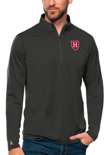 Antigua Harvard Crimson Mens Grey Tribute Long Sleeve 1/4 Zip Pullover