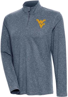 Antigua West Virginia Mountaineers Womens Navy Blue Confront 1/4 Zip Pullover