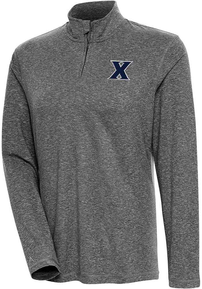 Antigua Xavier Musketeers Womens Black Confront Qtr Zip Pullover