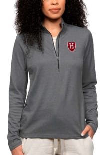 Antigua Harvard Womens Charcoal Epic 1/4 Zip Pullover