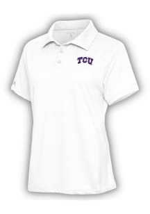 Antigua TCU Horned Frogs Womens White Motivated Short Sleeve Polo Shirt