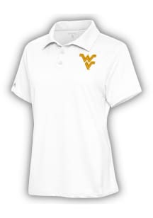 Antigua West Virginia Mountaineers Womens White Motivated Short Sleeve Polo Shirt