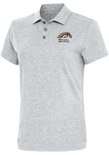 Antigua Western Michigan Broncos Womens Grey Motivated Short Sleeve Polo Shirt