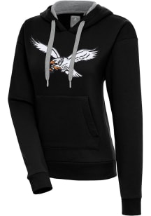 Antigua Philadelphia Eagles Womens Black Victory Retro Bird Hooded Sweatshirt