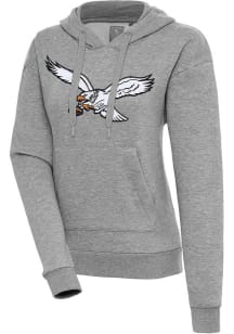 Antigua Philadelphia Eagles Womens Grey Victory Retro Bird Hooded Sweatshirt