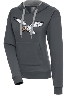 Antigua Philadelphia Eagles Womens Charcoal Victory Retro Bird Hooded Sweatshirt