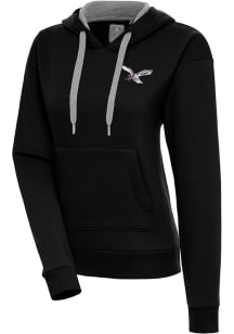 Antigua Philadelphia Eagles Womens Black Victory Retro Bird Hooded Sweatshirt