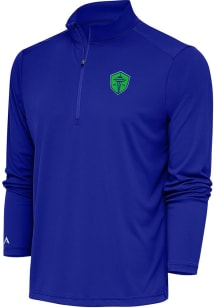 Antigua Seattle Sounders FC Mens Blue Tribute Long Sleeve 1/4 Zip Pullover