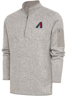 Antigua Arizona Diamondbacks Mens Oatmeal Fortune Long Sleeve 1/4 Zip Fashion Pullover