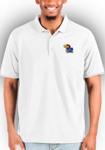 Antigua Kansas Jayhawks Mens White Affluent Big and Tall Polos Shirt