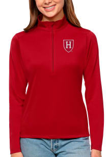 Antigua Harvard Womens Red Tribute 1/4 Zip Pullover