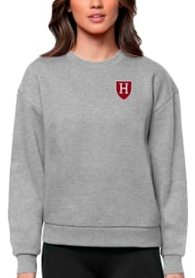 Antigua Harvard Crimson Womens Grey Victory Crew Sweatshirt
