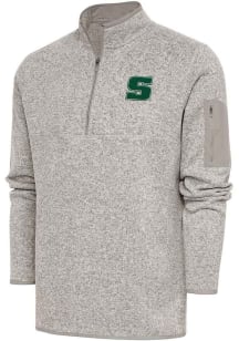 Antigua Slippery Rock Mens Oatmeal Fortune Long Sleeve 1/4 Zip Fashion Pullover