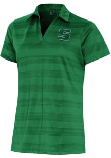 Antigua Slippery Rock Womens Green Compass Short Sleeve Polo Shirt