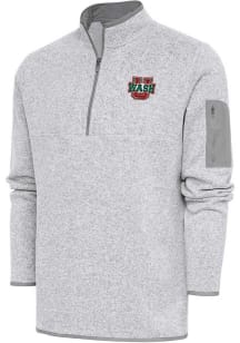 Antigua Washington University Bears Mens Grey Fortune Long Sleeve 1/4 Zip Fashion Pullover