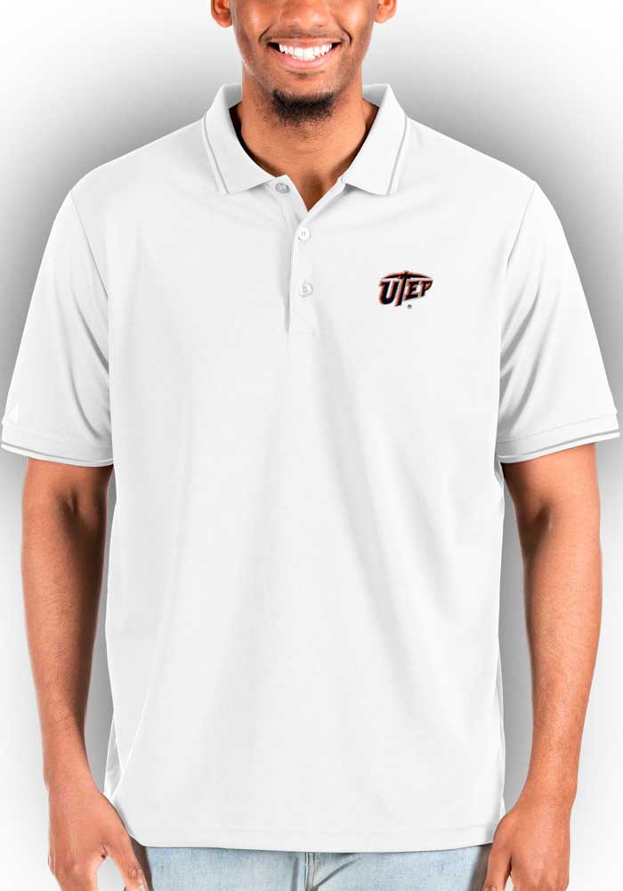 Antigua UTEP Miners Mens White Affluent Big and Tall Polos Shirt