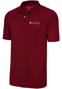 Antigua University of Chicago Maroons Mens Red Legacy Pique Short Sleeve Polo