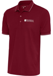 Antigua University of Chicago Maroons Mens Red Affluent Short Sleeve Polo