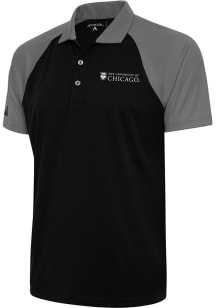 Antigua University of Chicago Maroons Mens Black Nova Short Sleeve Polo
