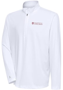 Antigua University of Chicago Maroons Mens White Tribute Long Sleeve 1/4 Zip Pullover