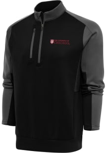Antigua University of Chicago Maroons Mens Black Team Long Sleeve 1/4 Zip Pullover