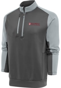 Antigua University of Chicago Maroons Mens Grey Team Long Sleeve 1/4 Zip Pullover