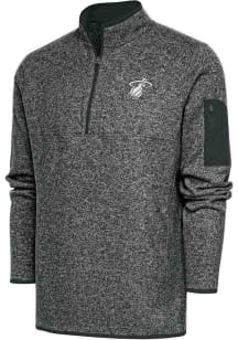 Antigua Miami Heat Mens Grey Metallic Logo Fortune Big and Tall 1/4 Zip Pullover
