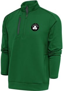Antigua Boston Celtics Mens Green Metallic Logo Generation Long Sleeve 1/4 Zip Pullover