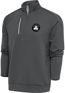 Antigua Boston Celtics Mens Grey Metallic Logo Generation Long Sleeve 1/4 Zip Pullover
