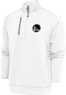Antigua Golden State Warriors Mens White Metallic Logo Generation Long Sleeve 1/4 Zip Pullover