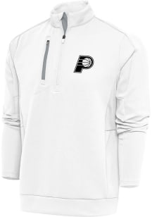 Antigua Indiana Pacers Mens White Metallic Logo Generation Long Sleeve 1/4 Zip Pullover