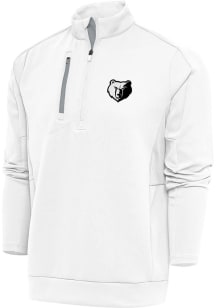 Antigua Memphis Grizzlies Mens White Metallic Logo Generation Long Sleeve 1/4 Zip Pullover